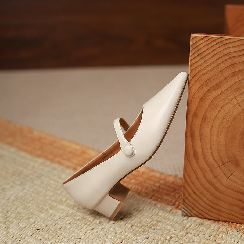 Black Block Heel Mary Jane Pumps #001008C