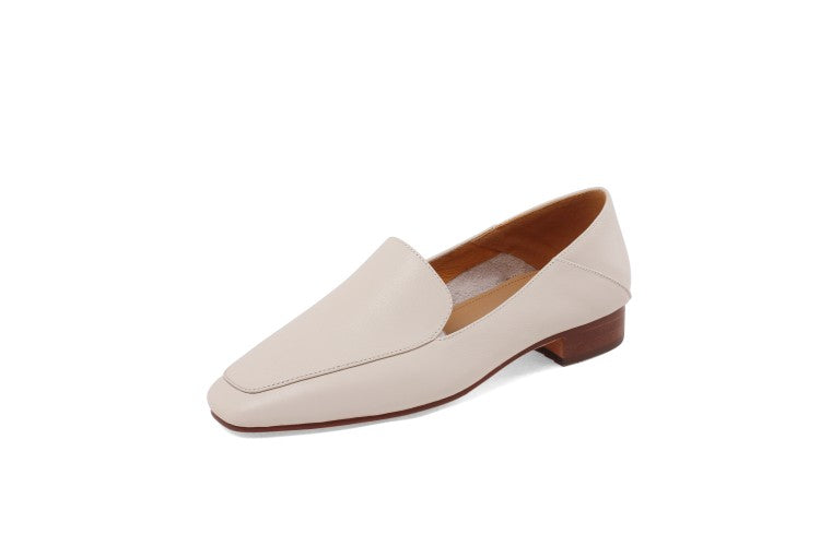 Off-White Black Plain Loafer Flats #001083