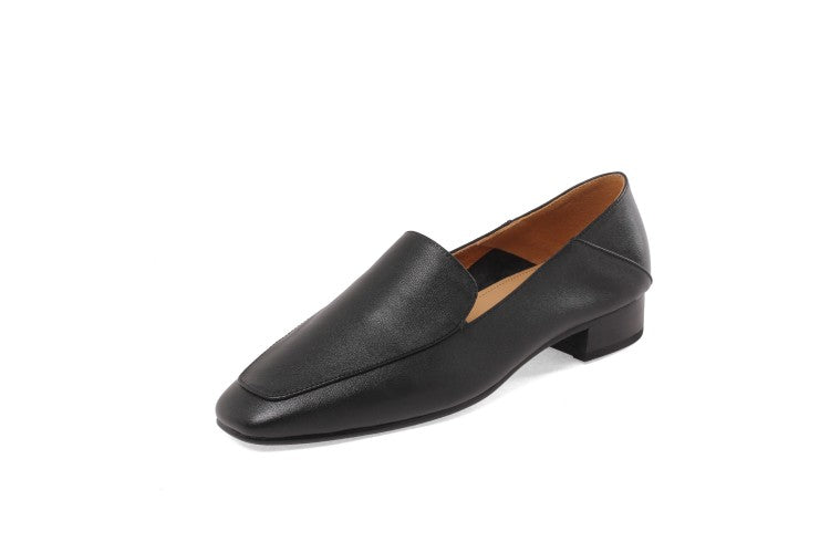 Off-White Black Plain Loafer Flats #001083