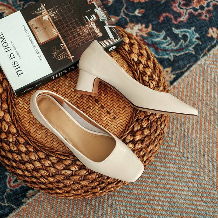 Off-White Square Toe Block Heel Pumps #001106C