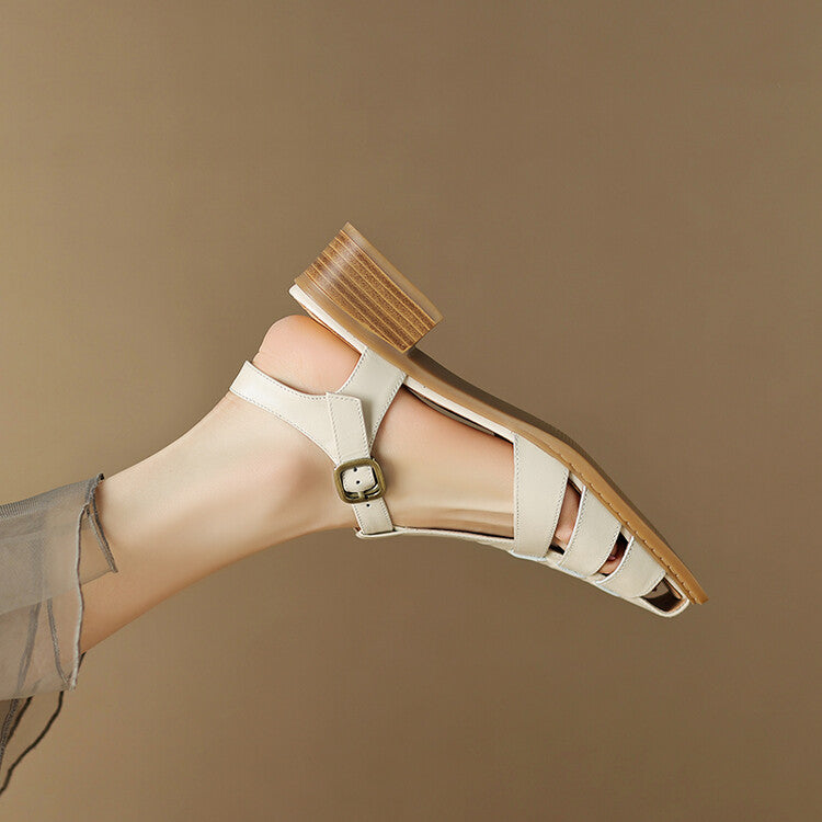 Off-White Block Heel Gurkha Sandals #001107C