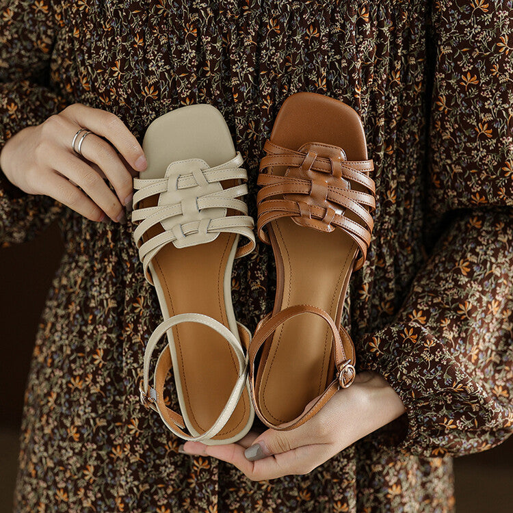 Off-White Brown Quarter Strap Sandals #001032