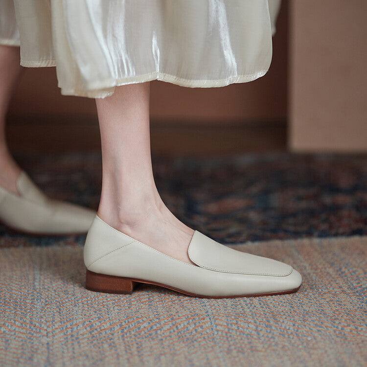 Off-White Black Plain Loafer Flats #001083