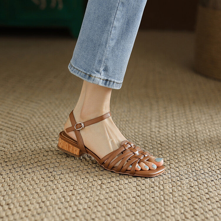 Off-White Brown Quarter Strap Sandals #001032