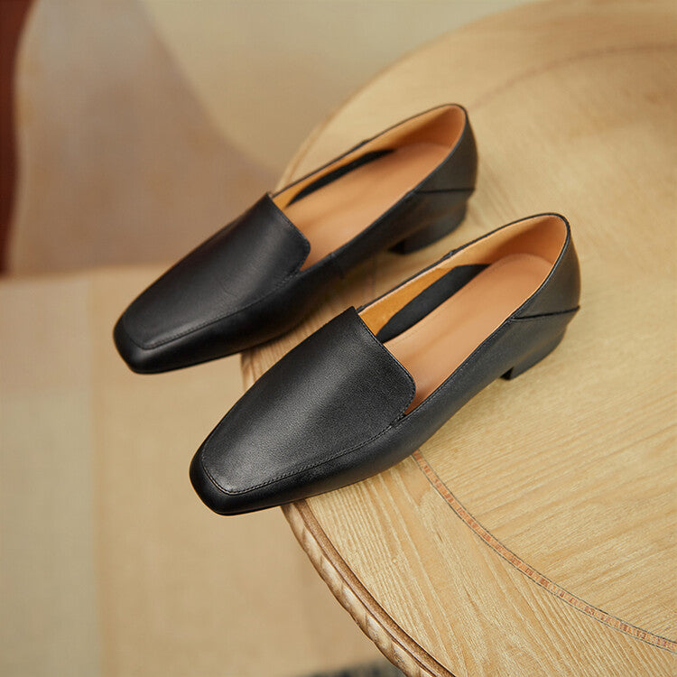 Off-White Black Plain Loafer Flats #001083