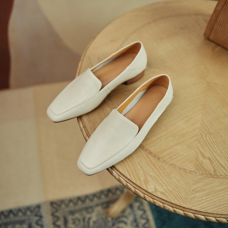 Off-White Black Plain Loafer Flats #001083