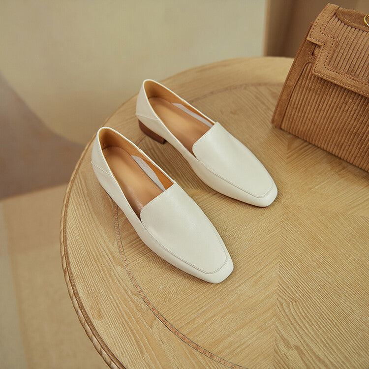Off-White Black Plain Loafer Flats #001083