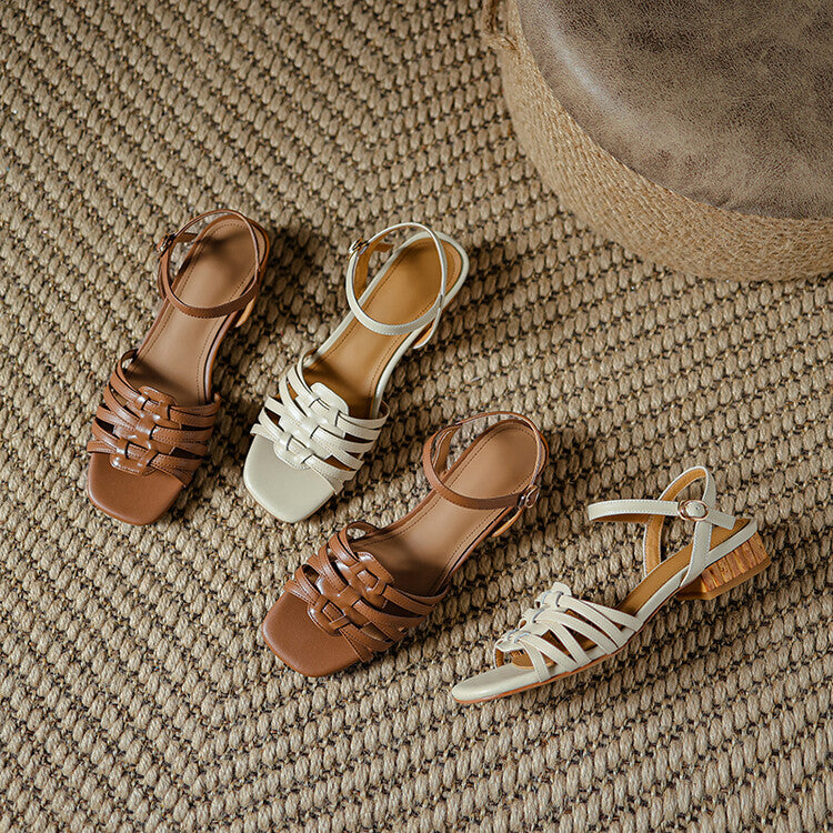 Off-White Brown Quarter Strap Sandals #001032
