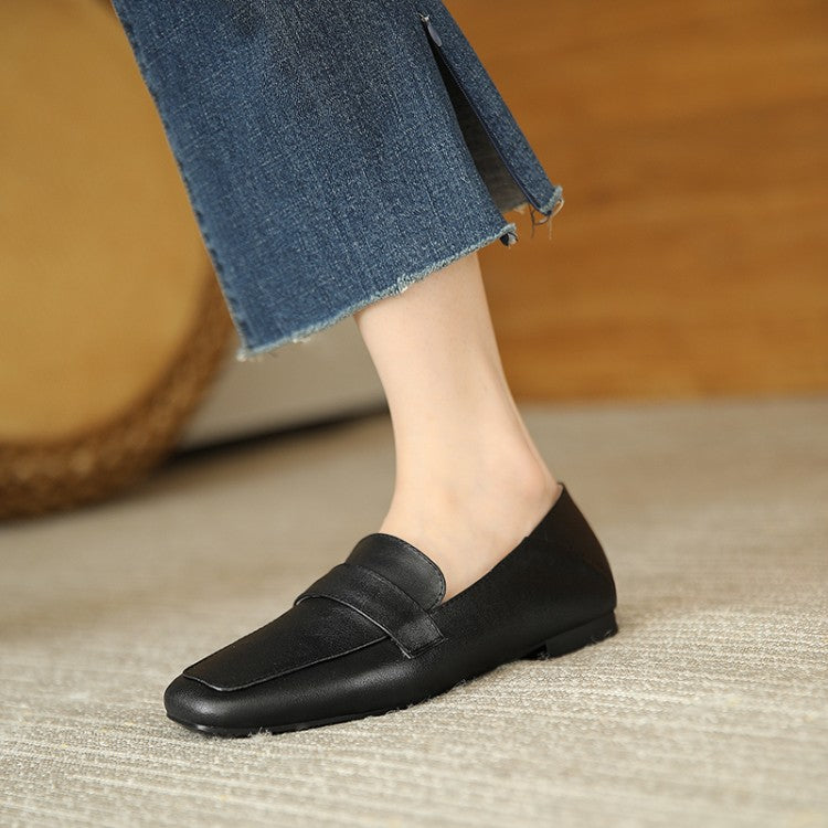 Off-White Black Square Toe Strap Loafers #001012