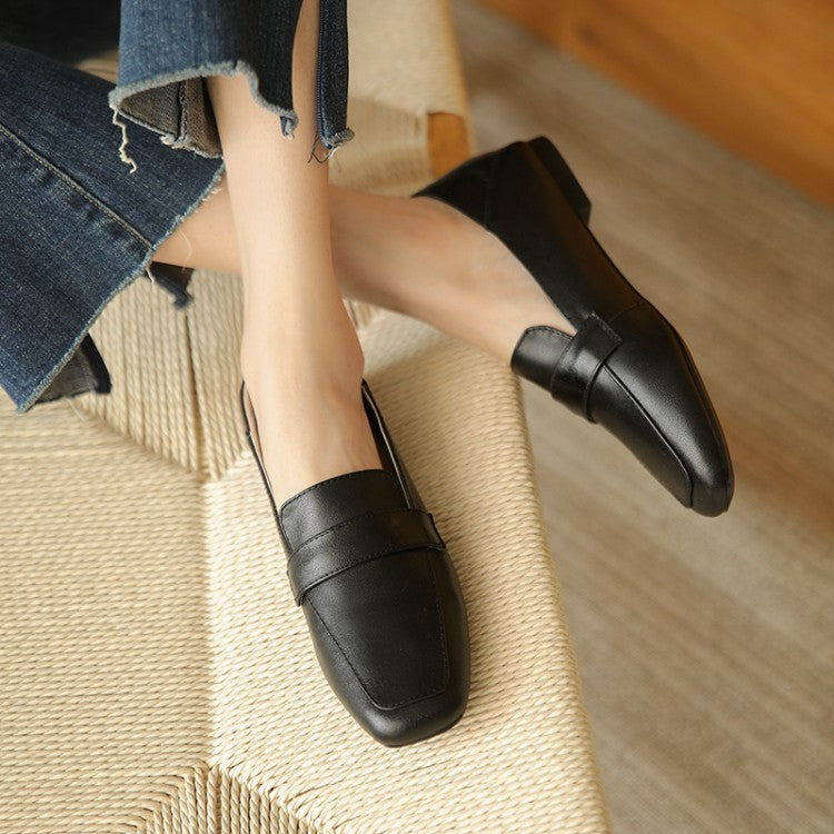 Off-White Black Square Toe Strap Loafers #001012