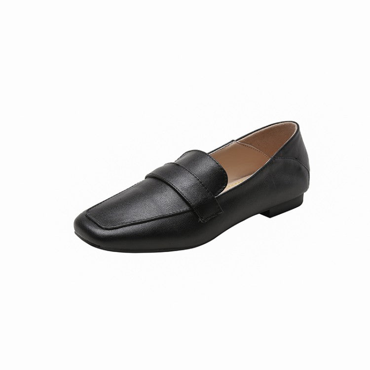 Off-White Black Square Toe Strap Loafers #001012