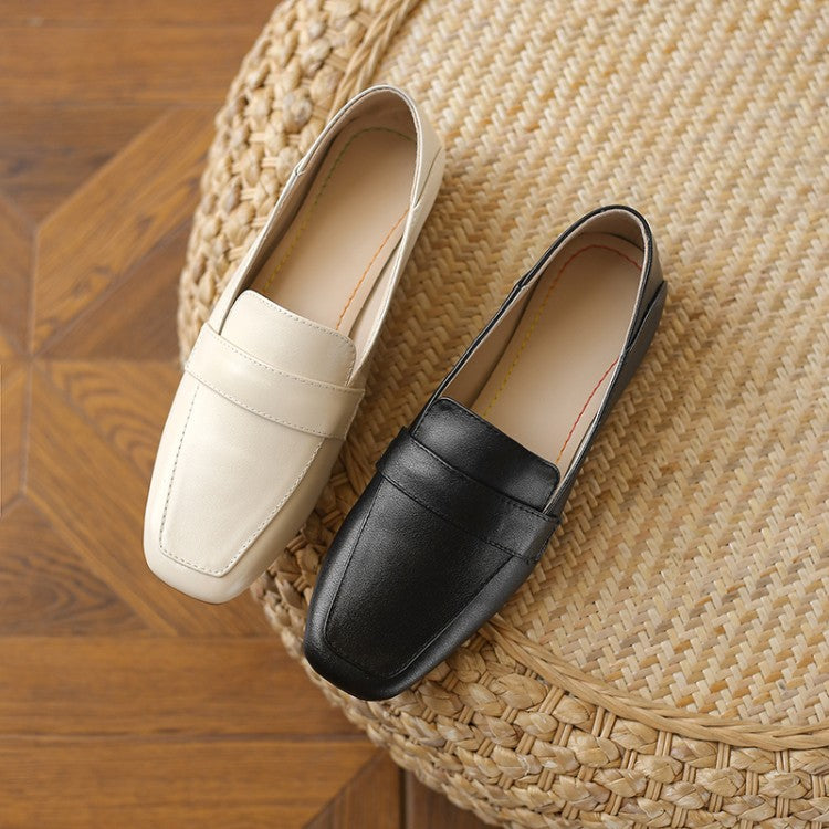 Off-White Black Square Toe Strap Loafers #001012