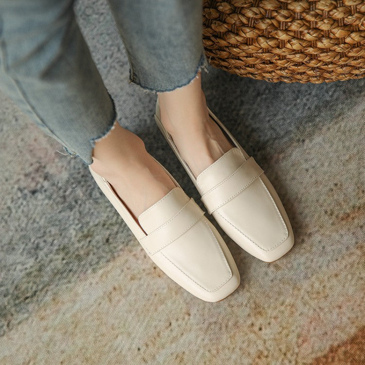 Off-White Black Square Toe Strap Loafers #001012