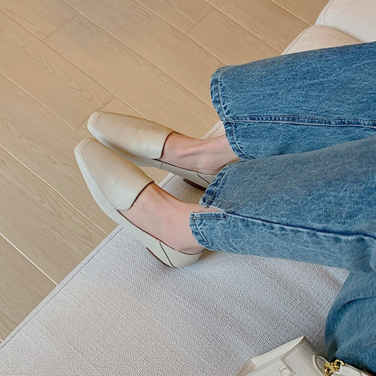 Off-White Black Plain Loafer Flats #001083