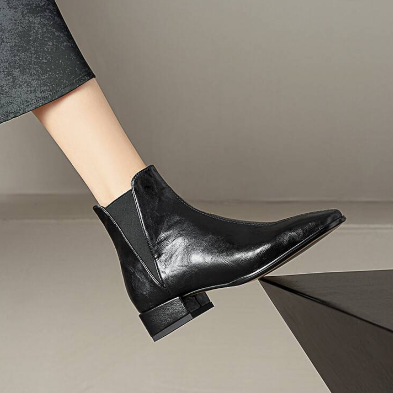 Brown Black Low Heel Chelsea Ankle Boots #002016
