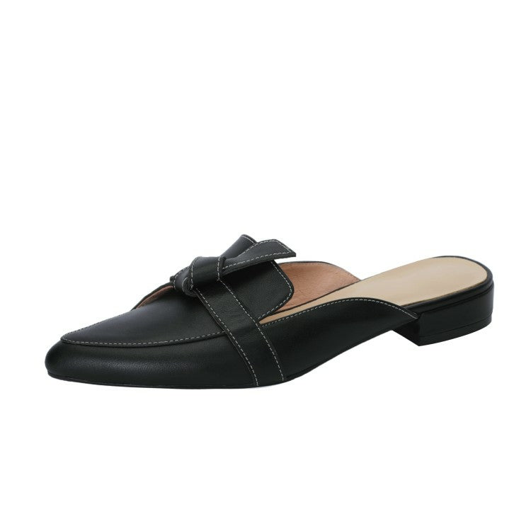 Off-White Brown Black Pointed Toe Loafer Mules #001028