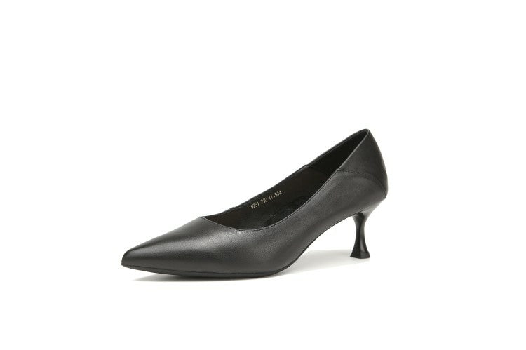 Off-White Black Pointed Toe Low Heel Pumps #001025