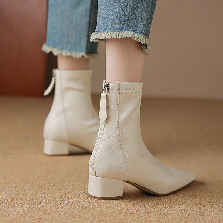 Off-White Brown Black Square Toe Ankle Boots #002014