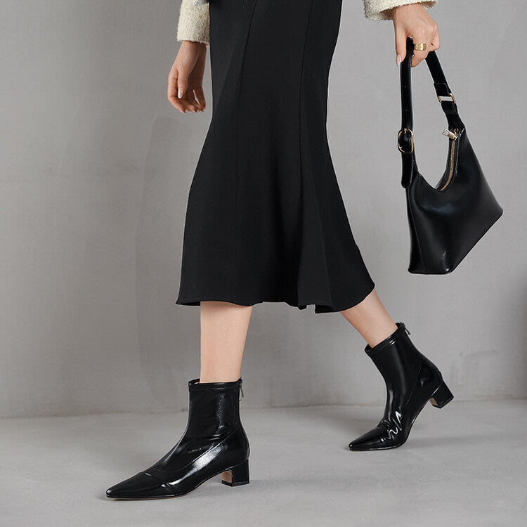 Off-White Black Pointed Cap Toe Ankle Boots #002019