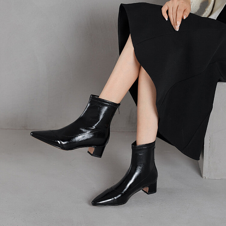 Off-White Black Pointed Cap Toe Ankle Boots #002019