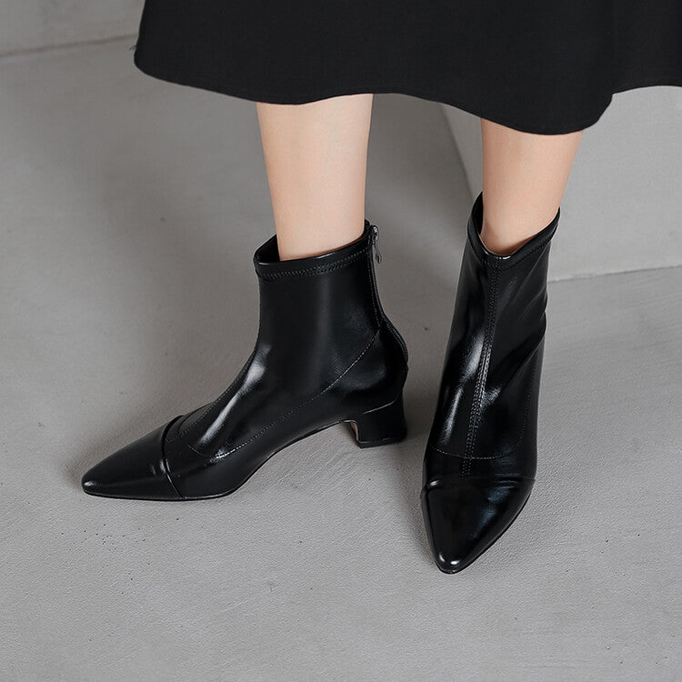 Off-White Black Pointed Cap Toe Ankle Boots #002019
