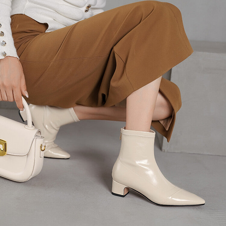 Off-White Black Pointed Cap Toe Ankle Boots #002019
