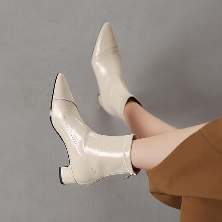 Off-White Black Pointed Cap Toe Ankle Boots #002019