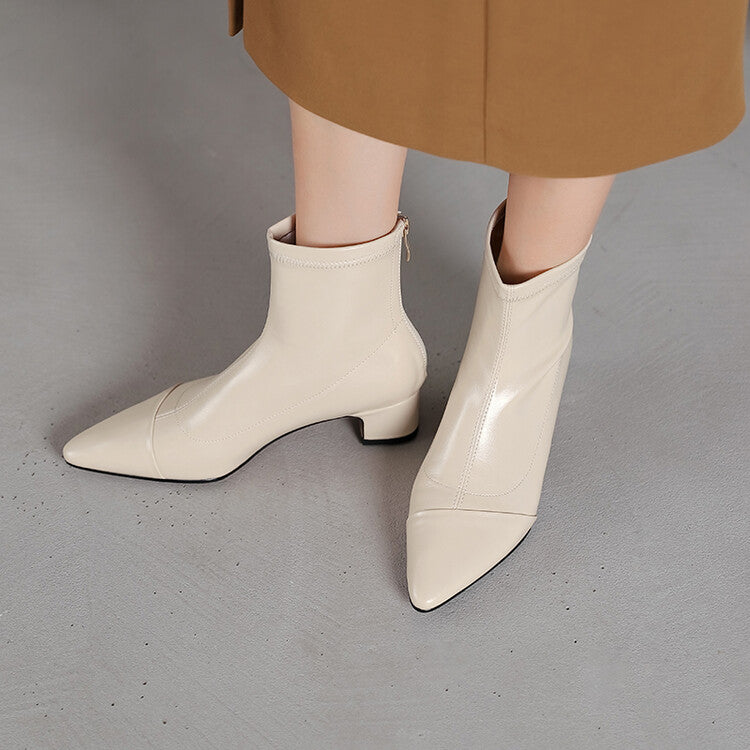 Off-White Black Pointed Cap Toe Ankle Boots #002019