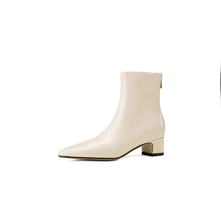 Off-White Black Pointed Cap Toe Ankle Boots #002019