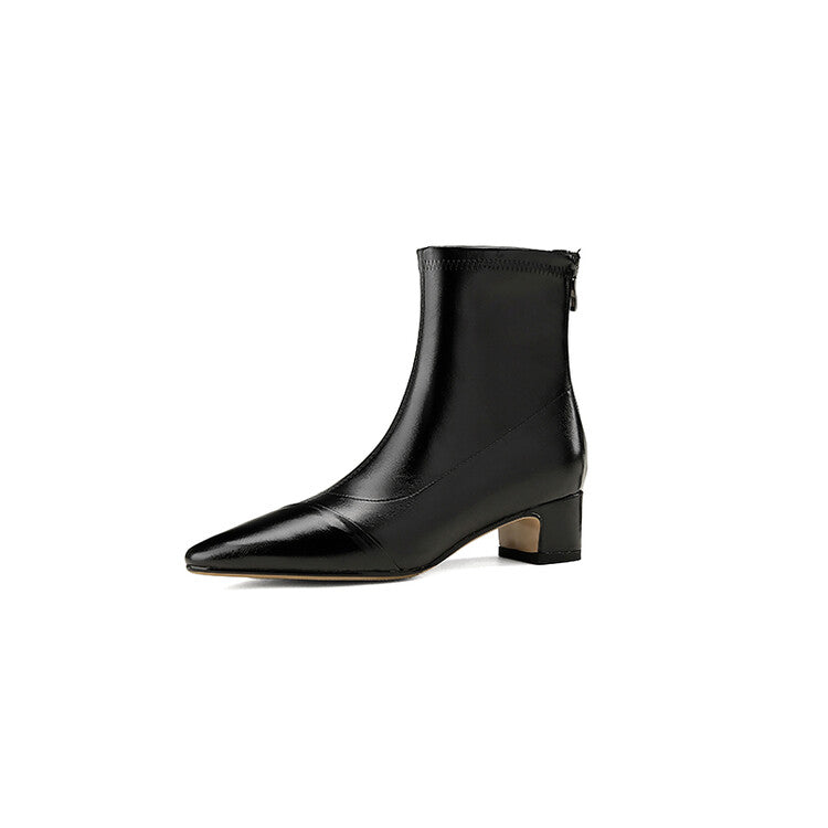 Off-White Black Pointed Cap Toe Ankle Boots #002019