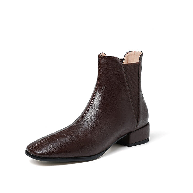 Brown Black Low Heel Chelsea Ankle Boots #002016
