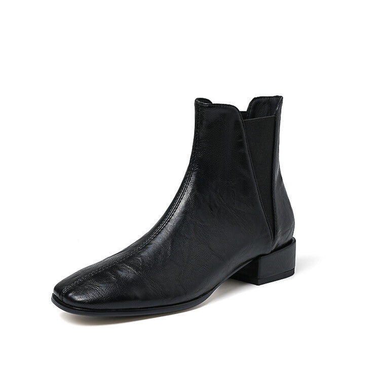 Brown Black Low Heel Chelsea Ankle Boots #002016