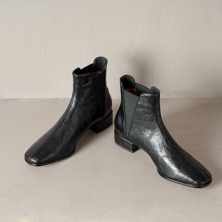 Brown Black Low Heel Chelsea Ankle Boots #002016