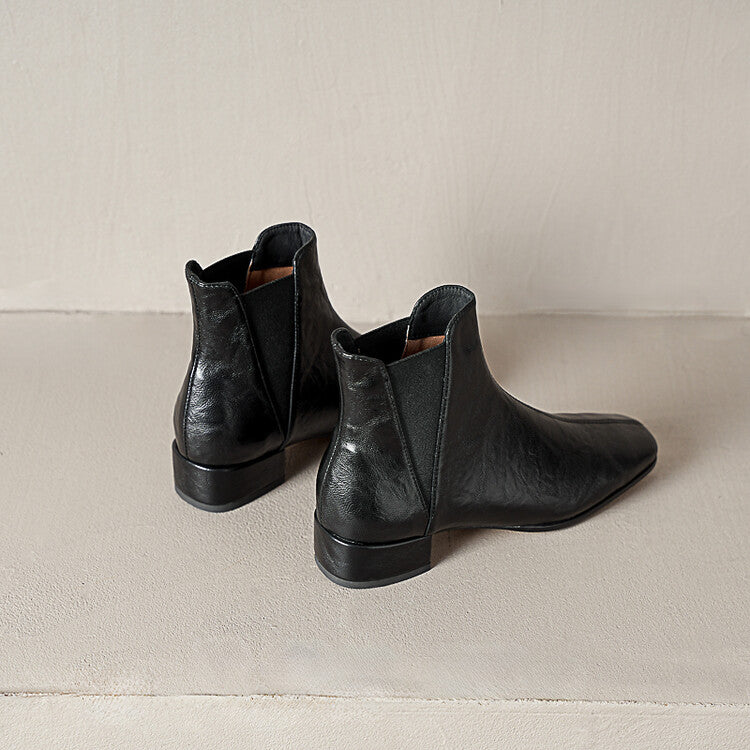 Brown Black Low Heel Chelsea Ankle Boots #002016