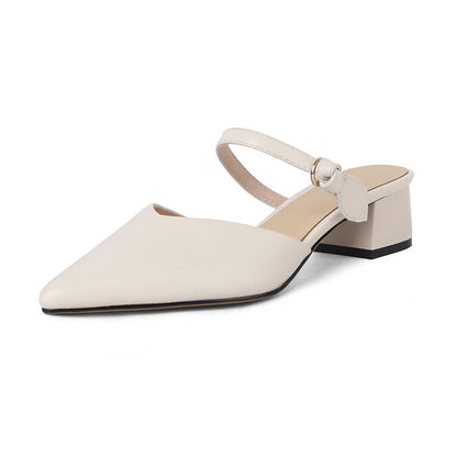 Off-White Beige Block Heel Strap Mules #001092