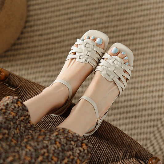 Off-White Brown Quarter Strap Sandals #001032