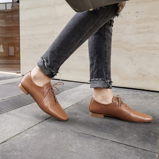 Brown Lace-up Oxford Shoes #001035