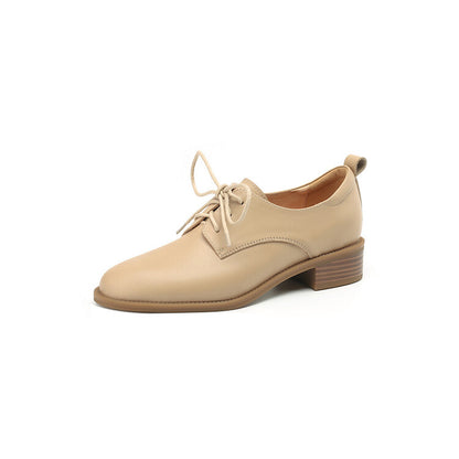 Beige Black Lace-up Derby Shoes #001137