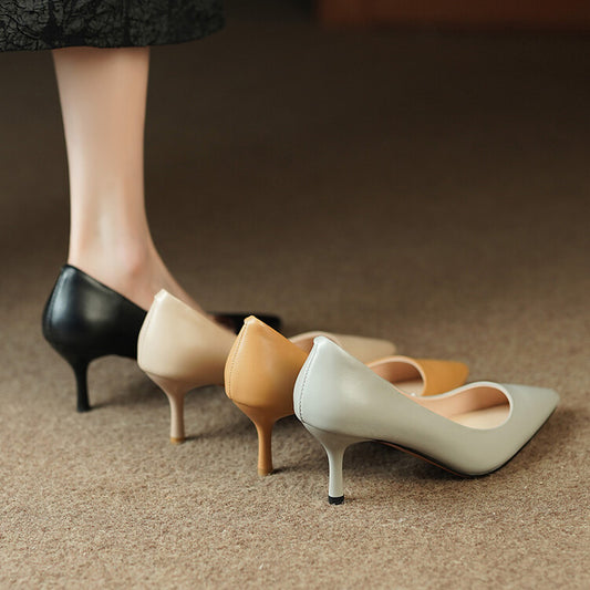 Nude Grey Orange Black High Heel Pumps #001079