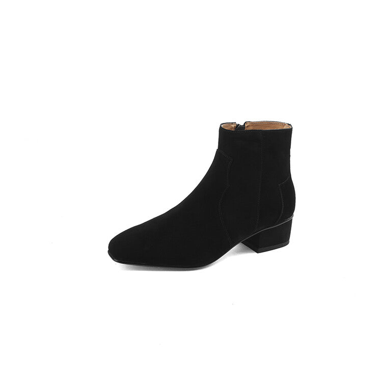 Brown Coffee Black Suede Ankle Boots #002010