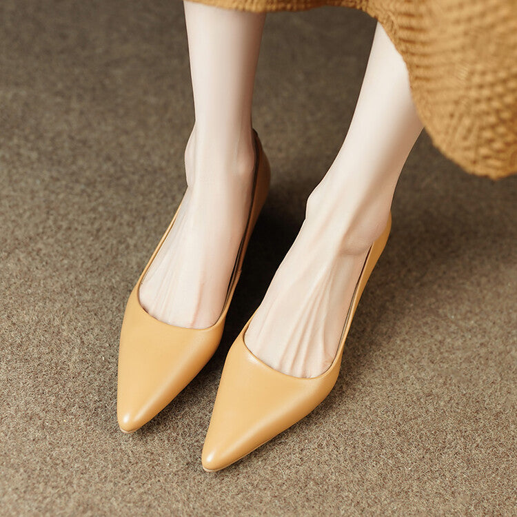 Nude Orange Black Block Heel Pumps #001080