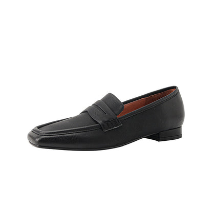 Brown Black Square Toe Strap Loafers #001070