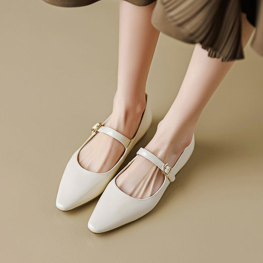 Off-White Brown Black Mary Jane Flats #001068