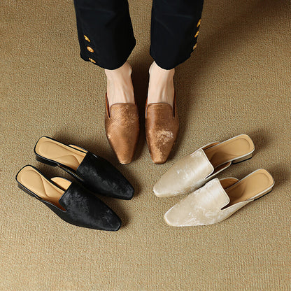 Beige Brown Black Loafer Mules #001155