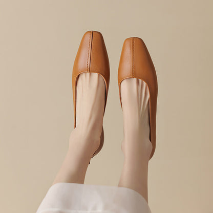 Off-White Khaki Caramel Slip-On Flats #001074