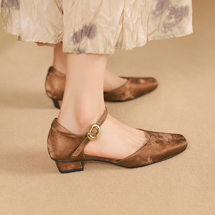 Beige Black Textured Leather Ankle Strap Pumps #001146