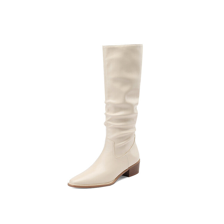 Off-White Brown Black Ruched Tall Boots #002007