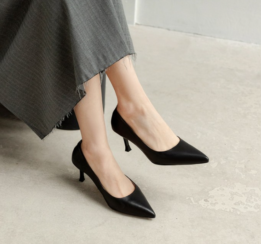 Black Pointed Toe High Heel Pumps #001045