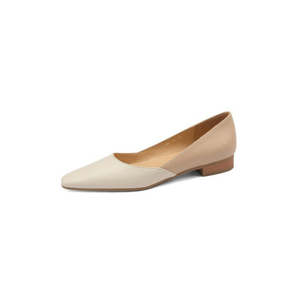 Off-White Beige Pointed Toe Flats #001030