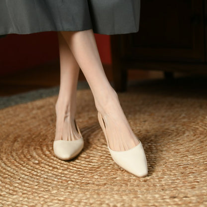 Off-White Beige Pointed Toe Flats #001030